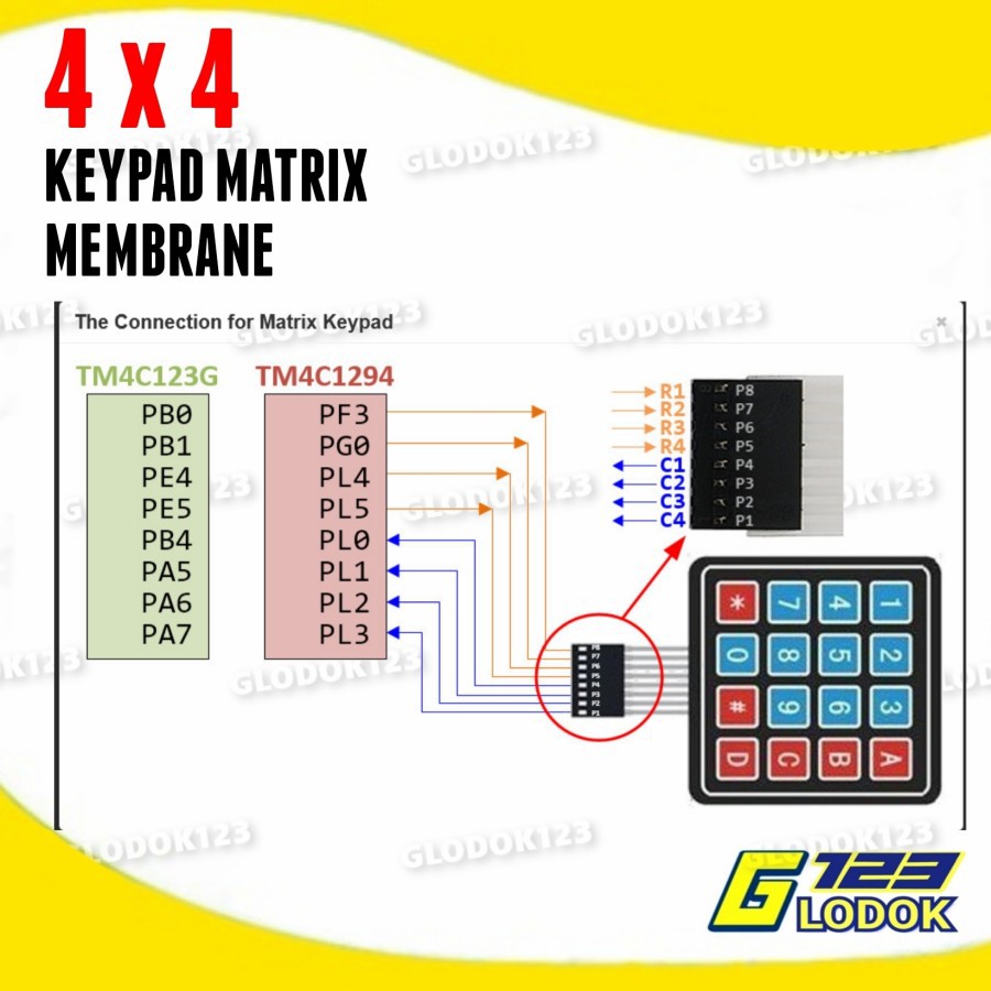 Keypad Membran 4x4 Matrix Arduino 4 x 4 Input Key Pad Membrane