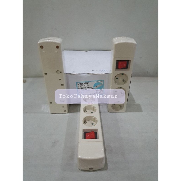 UTICON Stop Kontak Arde 3 Lubang + Saklar Lampu ST-1382NC / 3-Soket