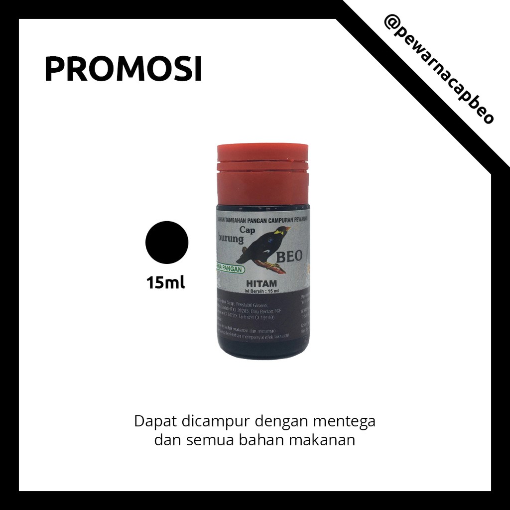 

PEWARNA MAKANAN MURAH Warna Hitam 15ml Cap Beo