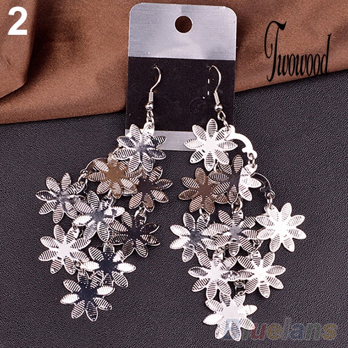 Anting Kait Gantung Desain Snowflakes Multilayer Bahan Alloy Gaya Vintage Untuk Wanita