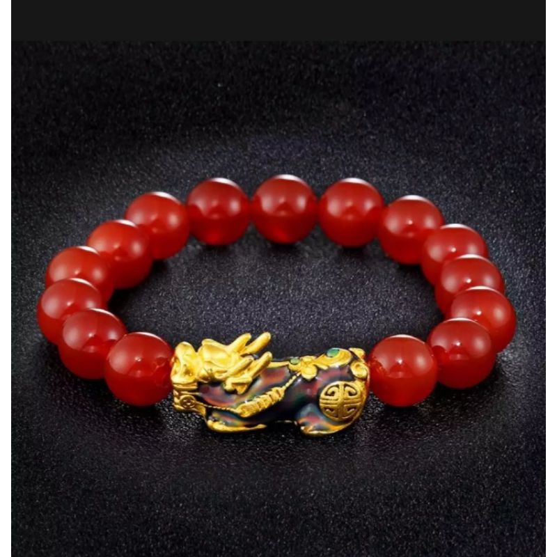 Gelang lucky pixiu(bisa berubah warna)/giok merah