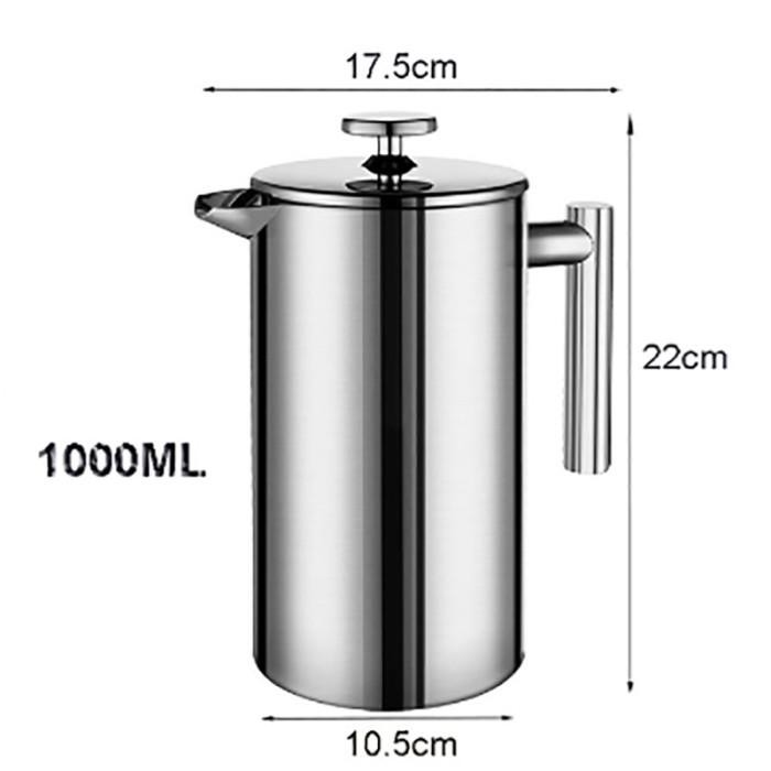 

PROMO - OneTwoCups French Press Coffee Maker Pot Stainless Steel 1 Liter -