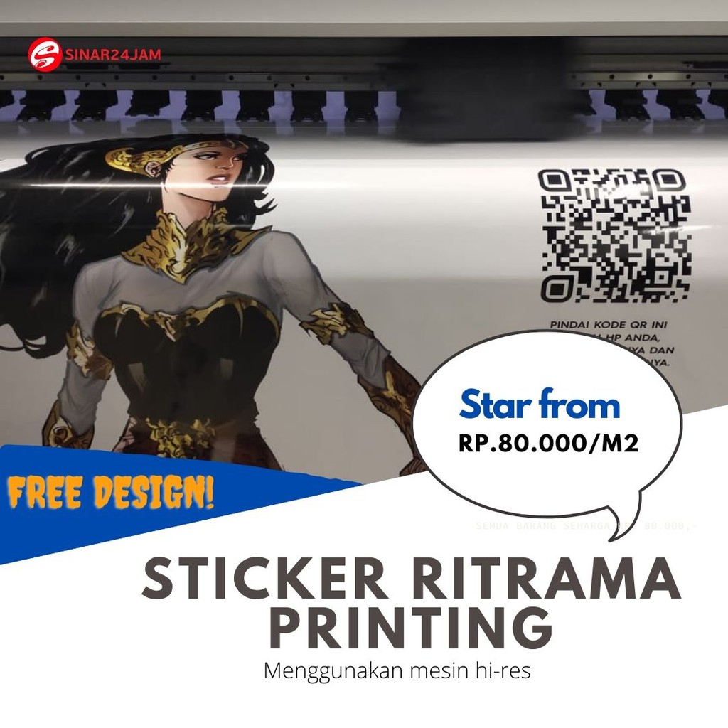 TERLARIS Sticker Vinyl Printing UV Bebas Desain Laminating Siap kirim