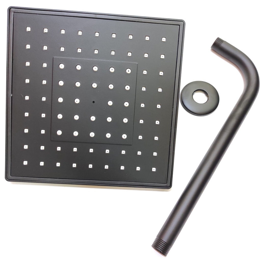 Wall Shower Kotak Jumbo 8 inch Hitam/19001B - Shower Mandi Tanam Tembok Pancuran air Black F35BL