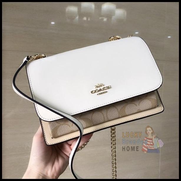 Bag Canvas - Tas Coach Klare Crossbody Signature Canvas Khaki Multi Original 90635