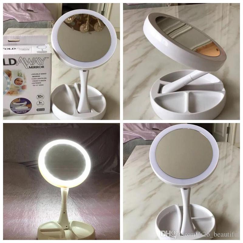 Cermin Make Up LED Pembesar Mirror Lampu Rias Kosmetik Lipat Dua Sisi