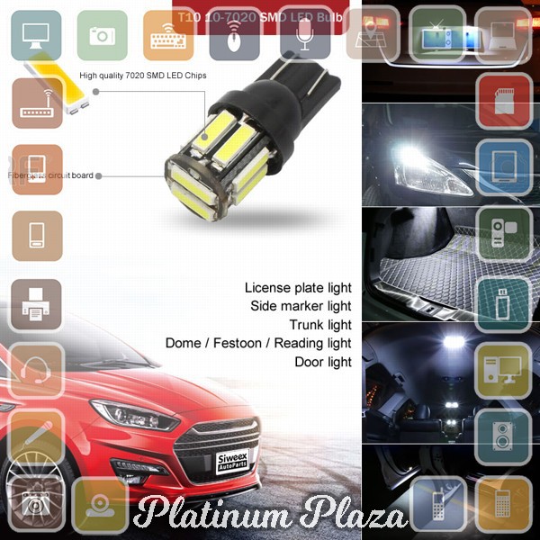 JIAMEN Lampu Mobil Headlight LED T10 W5W SMD 7020 2 PCS - PN-RGB - White`R0D11J-