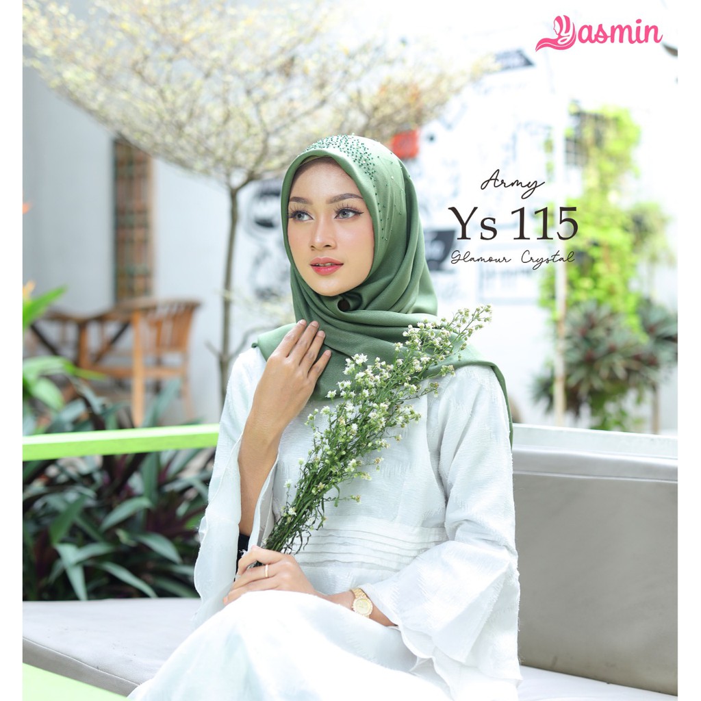 JILBAB KERUDUNG HIJAB SEGI EMPAT AKSEN PAYET BAGIAN KEPALA MATT GLAMOUR CRYSTAL BY YASMIN HIJAB