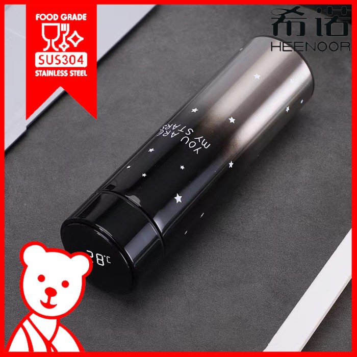 tumbler starbucks TEMPERATUR Starlight LED SAKURA 500ml SUS 304 VACUUM FLASK 1061 - Hitam, Non LED Q