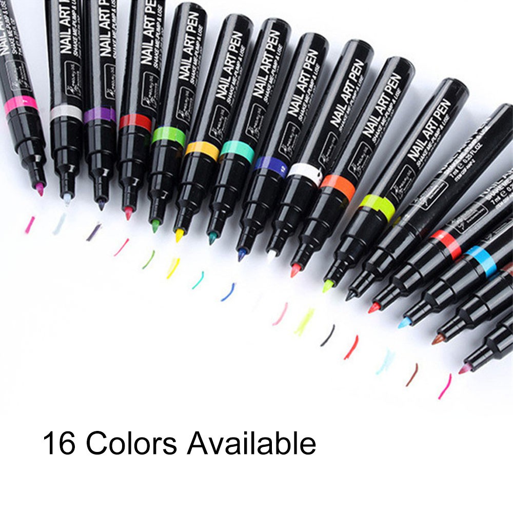16pcs Nail Art Pen Set 3d Nail Polish Pen Nail Art Diy Polish Pen Shopee Indonesia