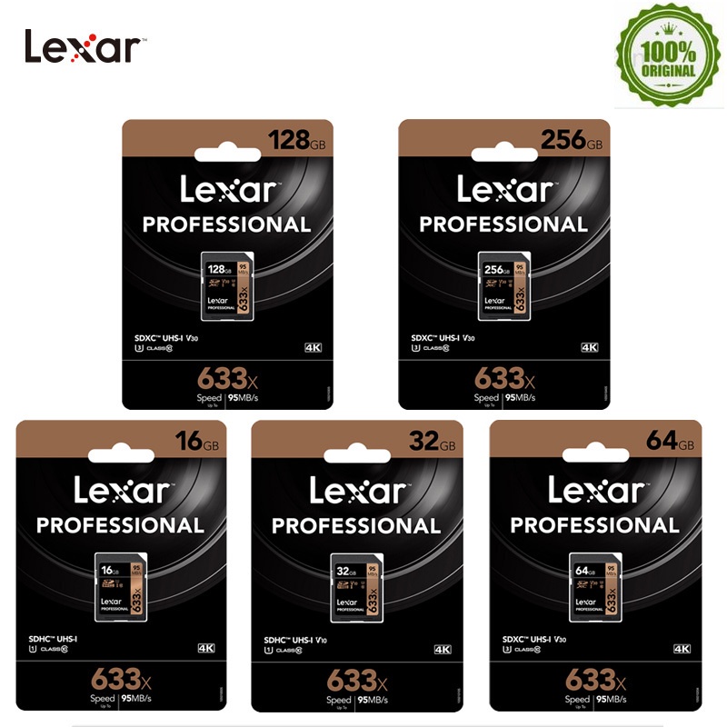 Original ！Lexar Genuine 633x 16G 64GB SD Card 32GB 128GB flash card SDHC/SDXC U3 Class 10 256GB