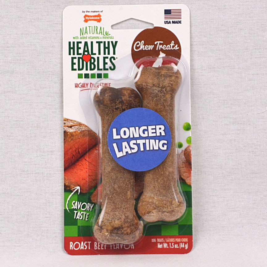 

NYLABONE Snack Anjing Healthy Edibles Roast BEEF Twin Pack PETITE