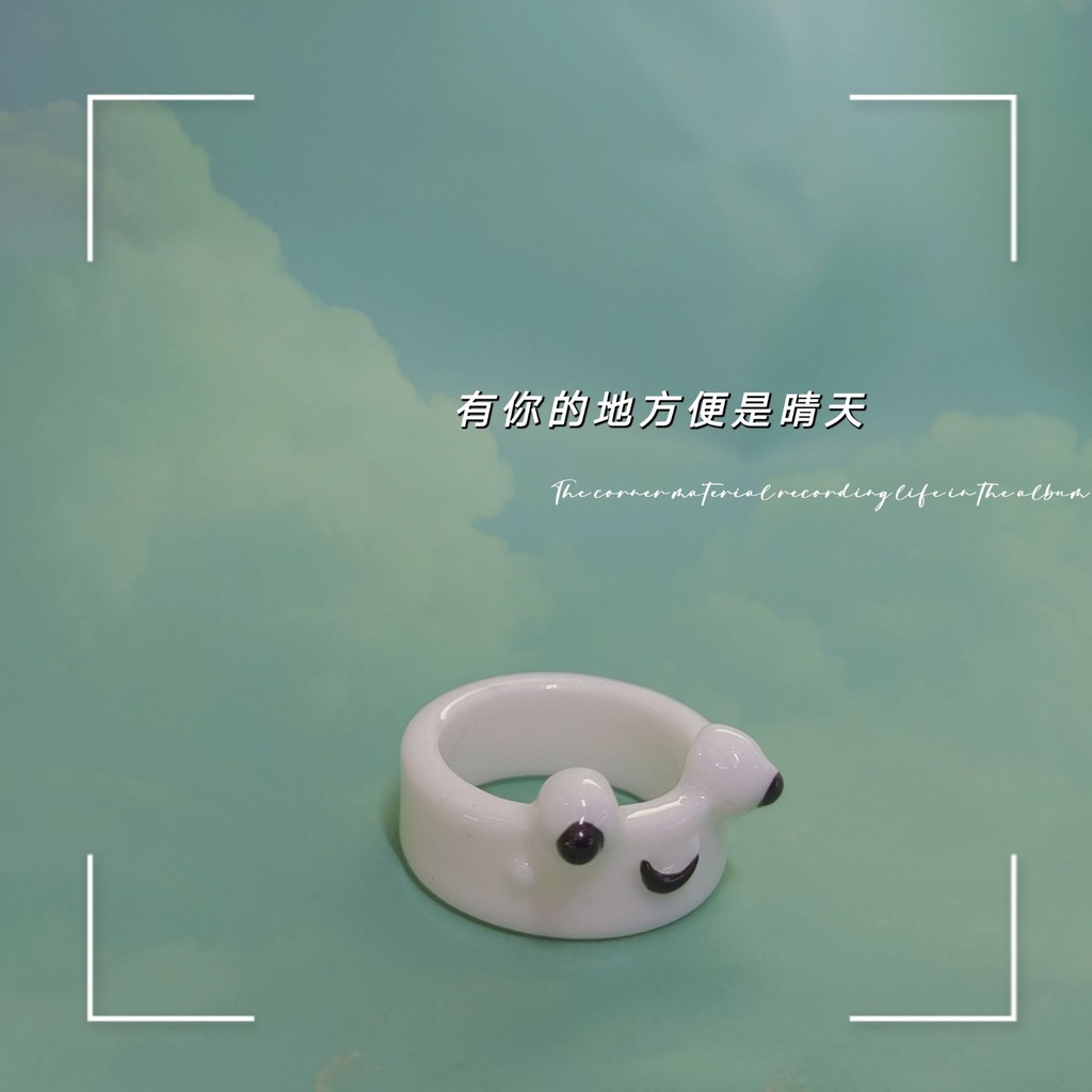 Cincin Kodok, Hadiah Hari Valentine Untuk Pacar, Cincin Sederhana Kartun Tunggal, Perhiasan Cincin Mahasiswa Lucu Pasangan