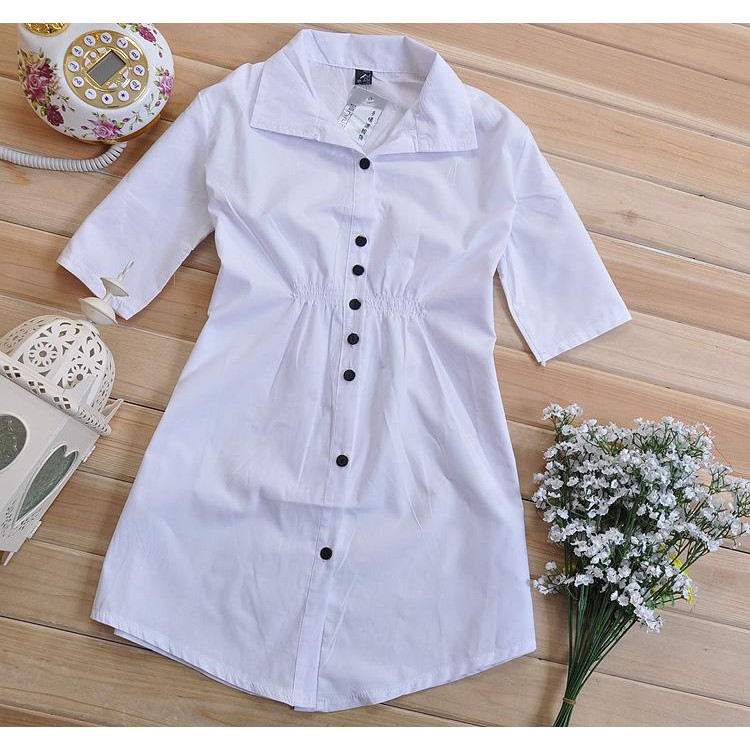 Women's Sexy White Turn-down Collar Solid Shirt