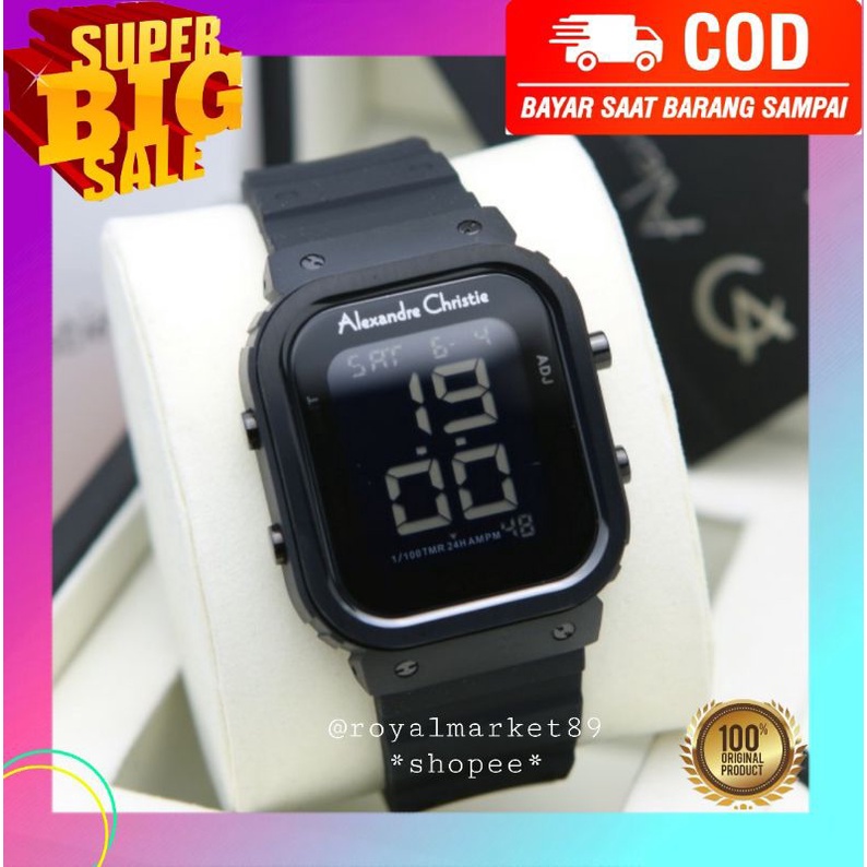 [WARNA LAIN GESER FOTONYA] ORI JAM TANGAN UNISEX ALEXANDRE CHRISTIE DIGITAL RUBBER STRAP ARLOJI WATC