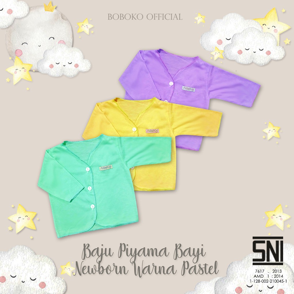 BOBOKO Baju Piyama Bayi Newborn Warna Pastel 0-6 bulan