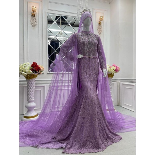 kebaya pengantin slim duyung full Payet ekor