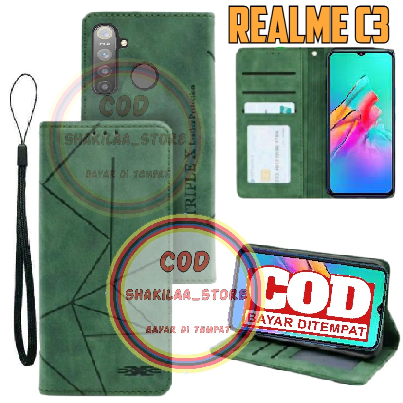 CASE HP RELAME C3 MOTIF MAGNET KULIT - CASING DOMPET-FLIP COVER LEATHER-SARUNG HP