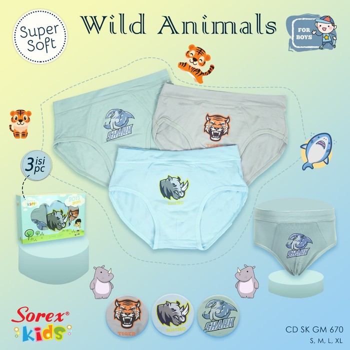 CD Celana Dalam Segitiga Anak Cowo Laki Wild Animals SOREX GM670