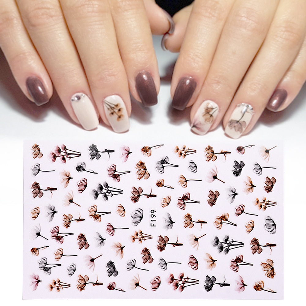 LRC Stiker Kuku Flower Watercolor Art Nail Sticker