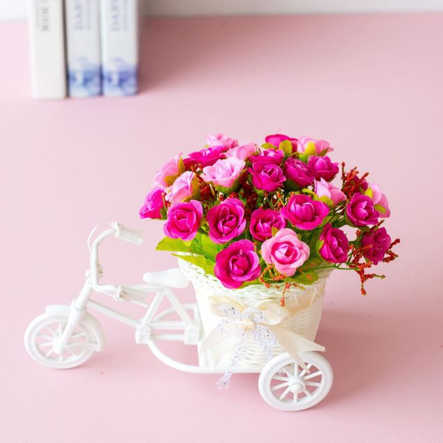 Sepeda Bunga dekorasi Bunga plastik-PS-SD Pink