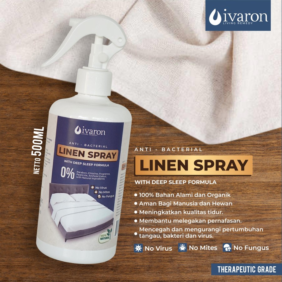 IVARON LINEN SPRAY DISINFEKTAN SPRAY PARFUM KASUR & BANTAL ANTI BACTERIAL FABRIC SPRAY TIDUR PULAS