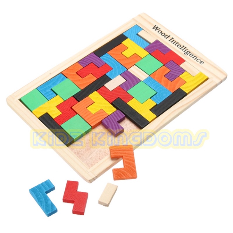 Mainan Edukasi Tangram Puzzle Block Tetris Wood