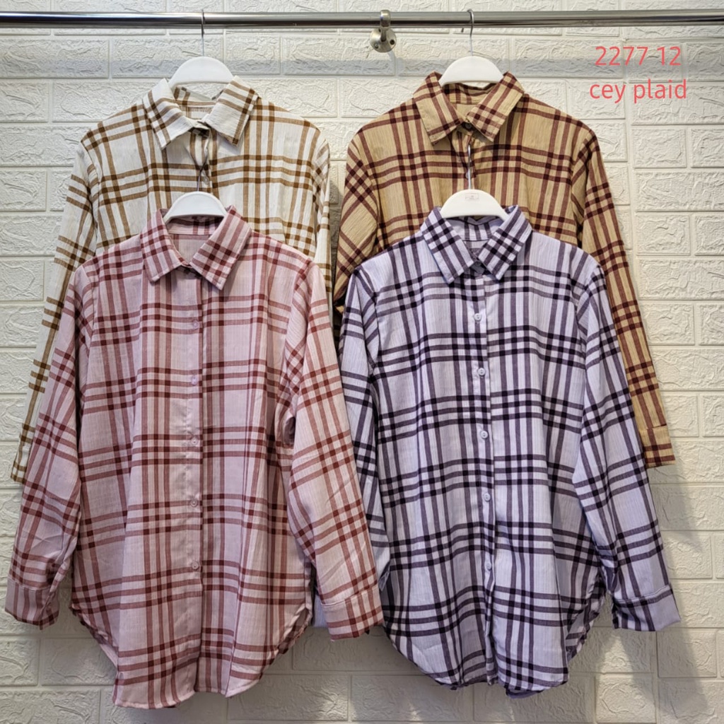 FREYA - BLOUSE KOREA MOTIF KOTAK PLAID BAHAN CRINKLE