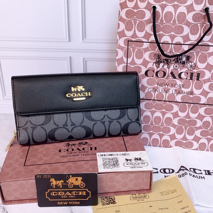 

BAYAR DITEMPAT Dompet wanita Coach Premium import free box + paperbag - Hitam