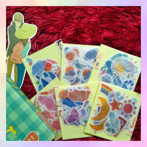 

(Sudah di cutt) Cartoon Stationery Flakes | Sticker Kertas Scrapbooking DIY Decorative
