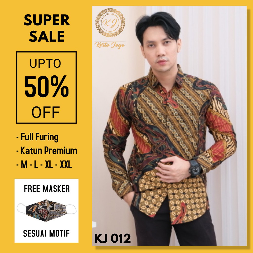 Batik Pria Lengan Panjang Slim Fit Keris Modern Premium Baju Atasan Batik Cowok Prabuseno AHY Pekalo