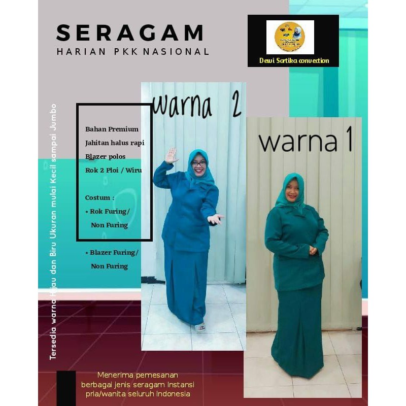 HIJAU seragam PKK Nasional bahan tessa