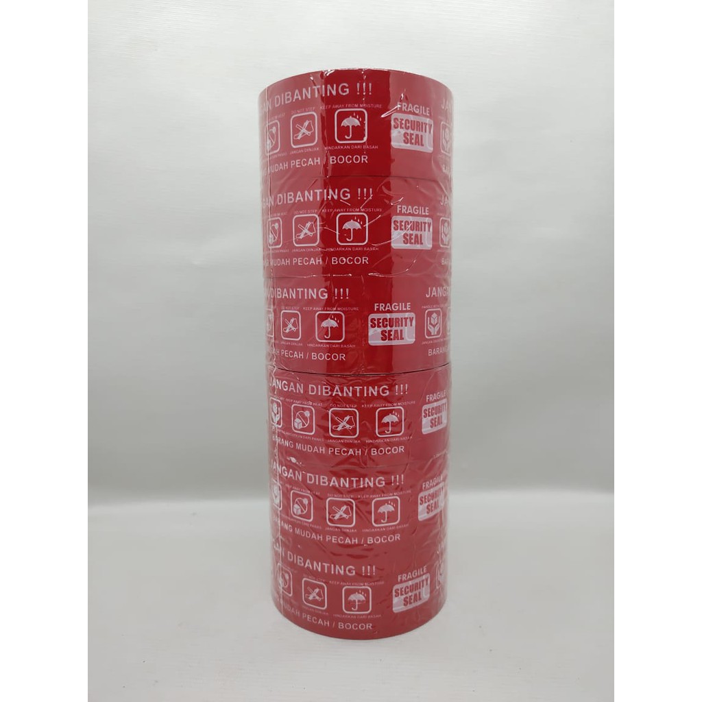 

Lakban Fragile 100 YARD Jangan Di Banting 2" - Merah Muscle tape 100 Yard