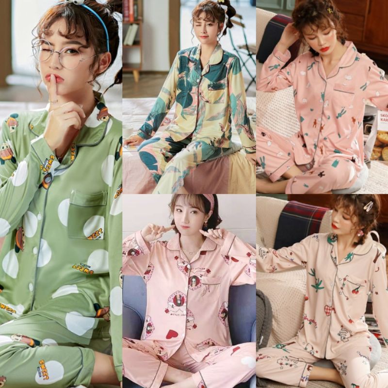 Setelan pp piyama krah motif rabbit