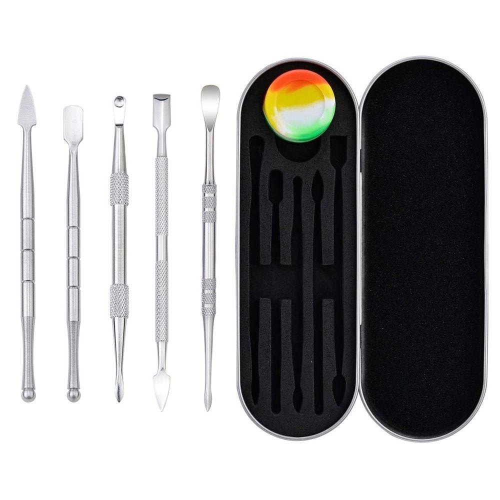 Nickolas1 Alat Ukir Lilin Portable Warna Pelangi Pelindung Metal Case Scraper Dengan Wadah Silikon Carver Handcraft Tool Kit