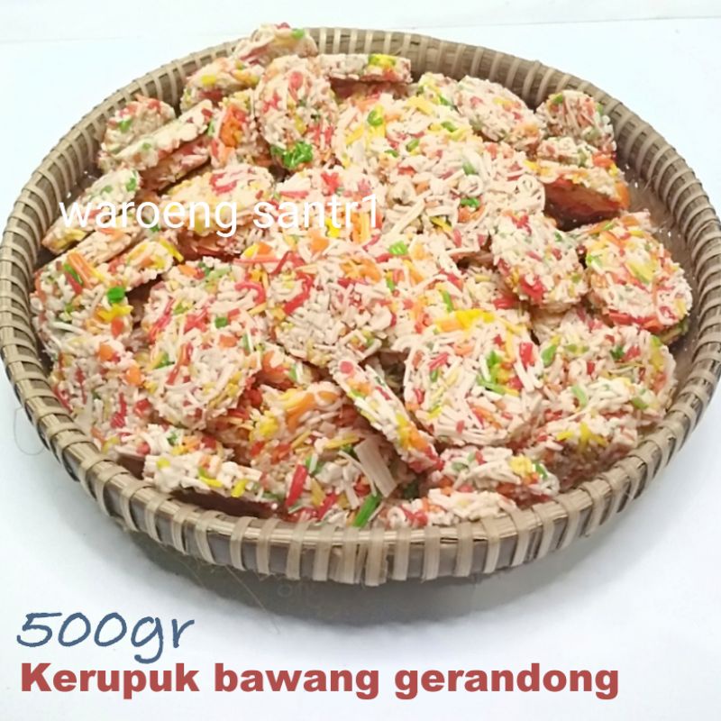 

Kerupuk krupuk bawang gerandong mentah siap goreng 500gram