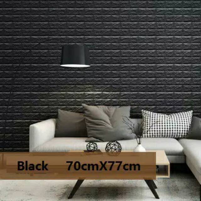 Wallpaper Foam Brick Hitam 70x77 cm