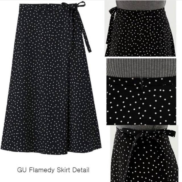 Preloved Rok GU Flamedy Dot Skirt-Black