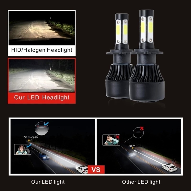 [2 Pair X7 Car LED Lights Headlight] [Auto Super Bright COB LED Lamp]