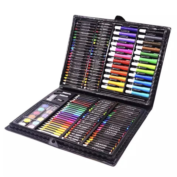 

(BISA COD) Art Set Isi 150 Pcs Pensil Warna Set Anak Crayon Komplit Alat Lukis - Hitam