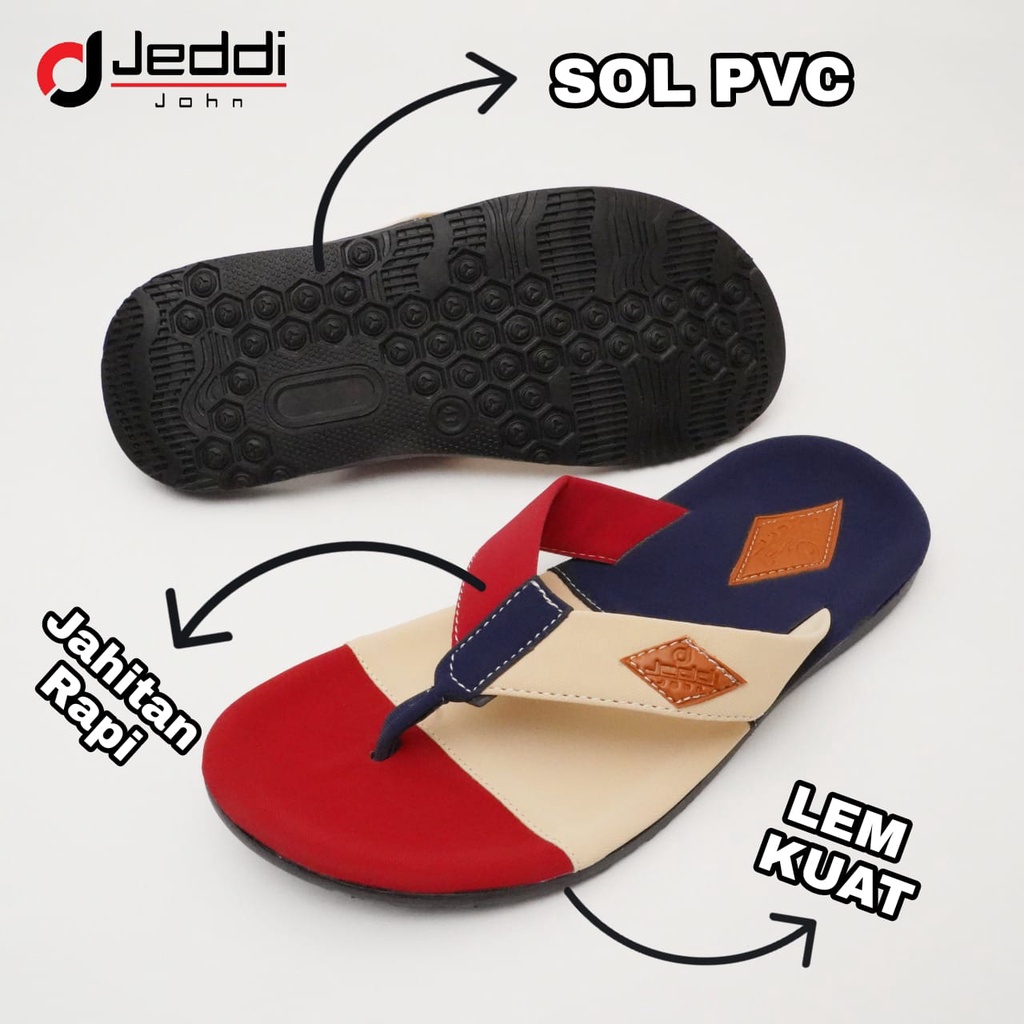 JEDDI [HW-01] Sandal Japit Pria Distro/ Sendal Jepit Cowok Tiga Warna / Sandal Couple Pasangan