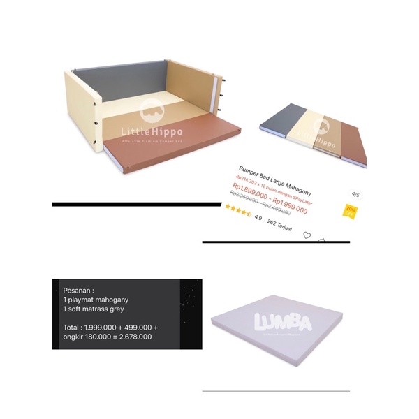 Bumper Bed Little Hippo Large Mahagony preloved