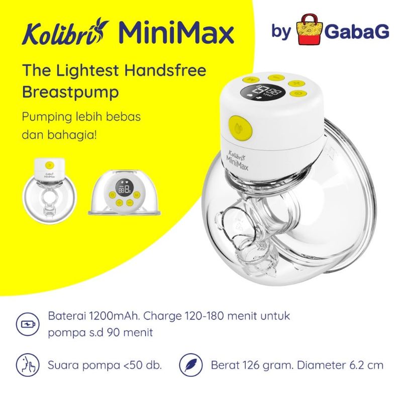 Gabag Kolibri Minimax Handsfree Breastpump Electric/ Pompa ASI Gabag Tanpa dipegang elektrik/ Pompa 