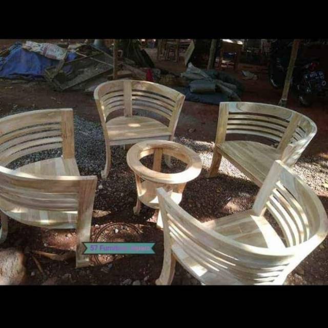 Kursi Teras Cantik Minimalis Kursi 4 Meja 1 Kayu Jati Mentahan