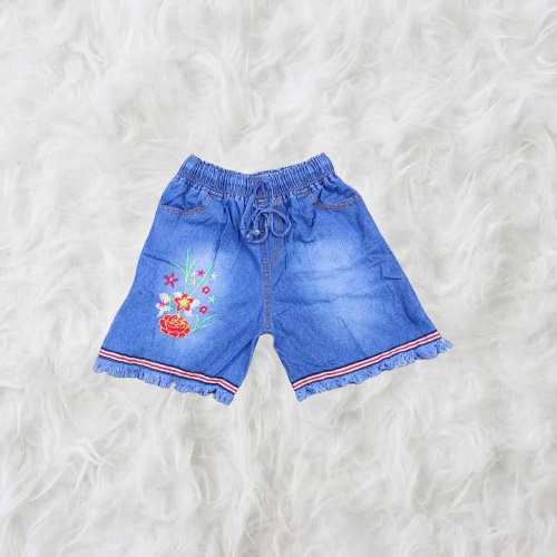 CELANA JEANS PENDEK WANITA BORDIR CANTIK ( HOT PANTS JEANS WASHED EMBROIDERY )