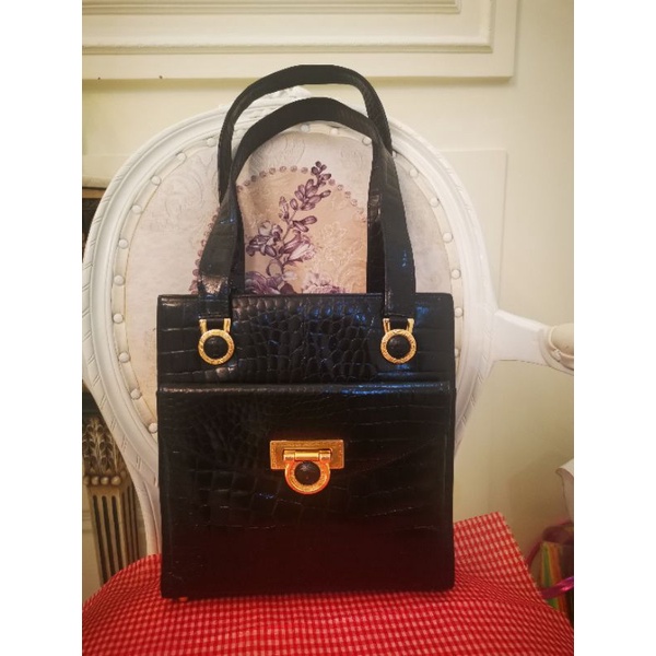 Gianni Versace Authentic  bag vintage RARE Kulit Croco Asli