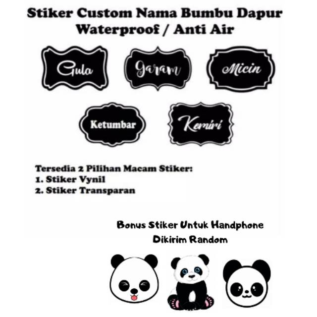 HARGA PROMO ISI 55 STIKER  BUMBU  STIKER  CUSTOM NAMA  