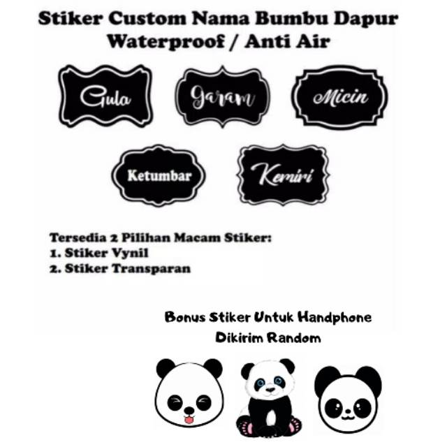 HARGA PROMO ISI 55 STIKER  BUMBU  STIKER  CUSTOM NAMA 