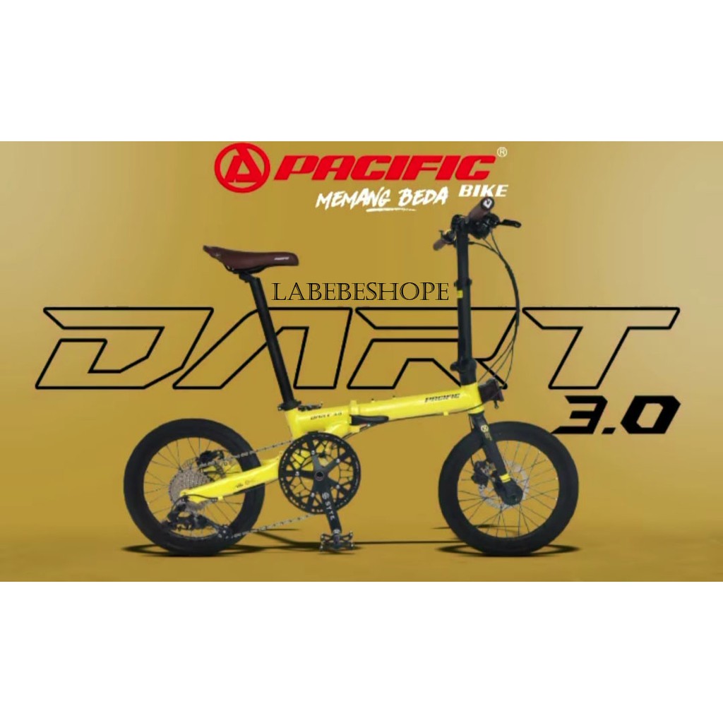 Sepeda Lipat Folding Bike 16" inch PACIFIC Dart 3.0 Alloy 10 Speed FREE Helm