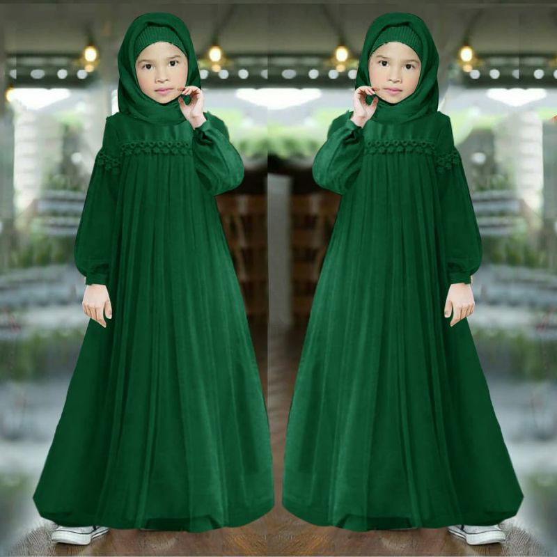 3 UKURAN S M L GAMIS ANAK MAXY NURAINI KID RENDA TILE MOSCREPE ADA VIDEO REAL PICT HM